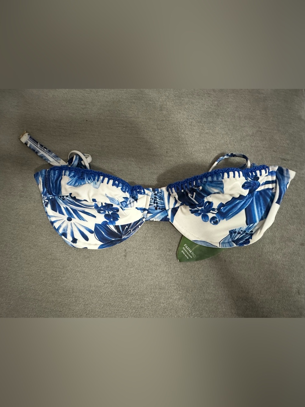 FARM Rio White & Blue Floral Underwire Bikini Top